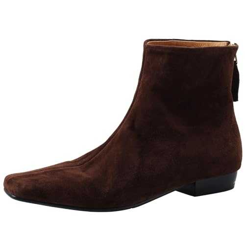 Vrupons French Vintage Pointed Toe Chunky Heel Women's Short Boots - Retro Back Zipper Ladies Ankle Boots