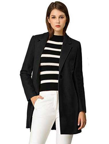 Allegra K Women's Classic Notched Lapel Long Sleeve Buttoned Long Coat