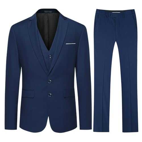 Mens Suits 3 Piece Regular Slim Fit Wedding Tuexedo Suit for Men Business Casual Wedding Suits Jacket Blazer Waistcoat Trousers