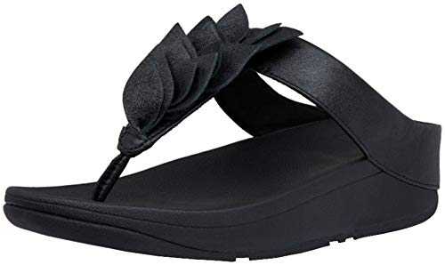 Women's Fino Leaf Toe-Thongs Sandal, All Black - 8