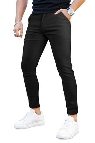 GINGTTO Men's Skinny Stretch Chinos Smart Casual Trousers Slim Fit Pants for Men