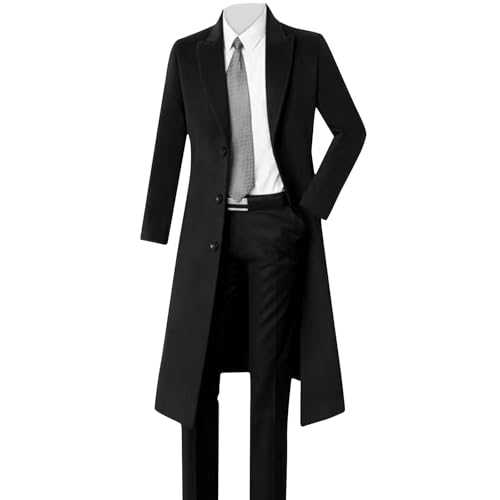Zeiayuas Long Trench Coats for Men UK Sale Clearance Wool Jacket Casual Smart Coat Peacoat Business Riding Country Clothing Winter Warm Overcoat Plus Size Long Sleeve Outerwear with Pockets