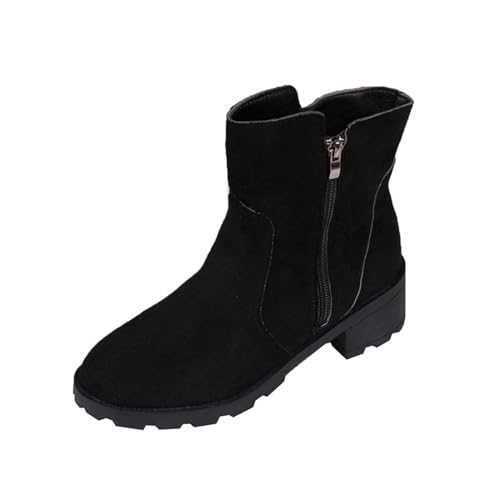 Women's Vintage Chunky Boots Shoes Mid-heel Fashion Solid Color Boot Suede Round Toe Ankle Boots Party Club Streetwear