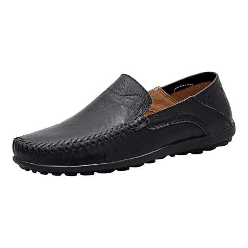 YANFJHV Moccasins Men's Slip-On Loafers, Soft Sole Leather Shoes Without Laces, Driving Shoes, Comfortable Flat Business Shoes, Lightweight, Large Size Men's Shoes, Low Shoes, Oxfords Casual Shoes