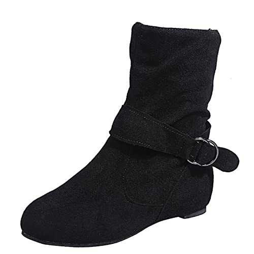 Classic Ankle/Long Boots - Chunky Heel Boots Plush Lined Boots Genuine Leather Boots Pull On Cowgirl Boots Women Uniform Shoes for Date Night Club