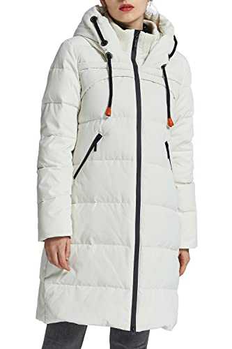 Orolay Women's Thickened Long Down Jacket Ladies Winter Hooded Coat Quilted Comfort Jacket