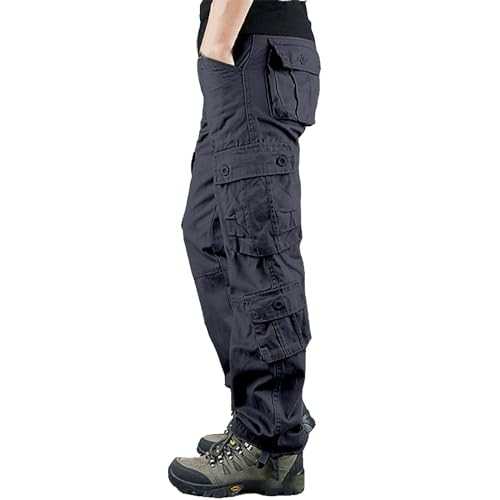 Cargo Trousers For Men UK, Loose Fit Combat Trousers Lightweight, Stretch Work Trousers Sweatpants Joggers Bottoms, Tracksuit Bottoms Elasticated Waist Workwear Straight-Fit with Multi Pockets