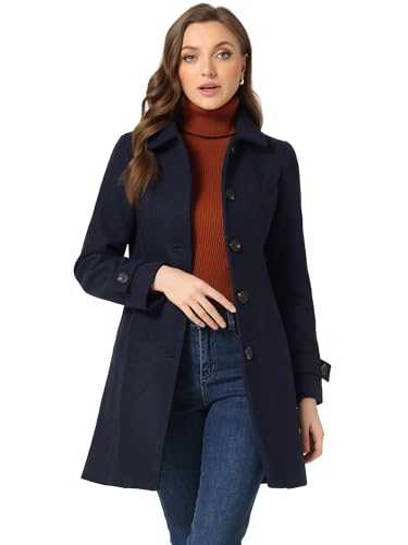 Allegra K Women's Winter Outerwear Overcoat Peter Pan Collar Mid-thigh A-line Single Breasted Pea Coat