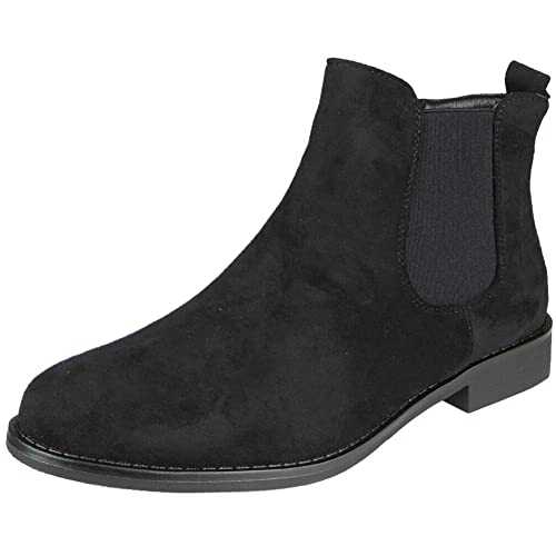Ladies Ankle Chelsea Boots Womens Faux Suede Casual Zip Comfy Winter Shoes Size 3-8