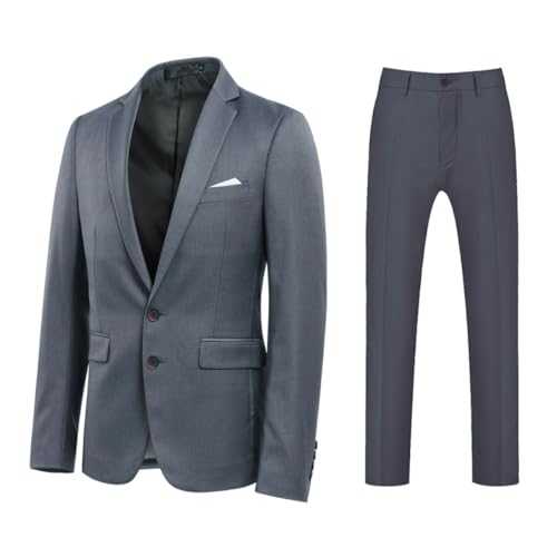 YOUTHUP Men's 2 Pieces Suits 2 Buttons Business Wedding Suit Tuxedo Blazer and Trousers