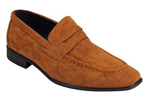 Xposed Men's Suede Penny Loafers Classic Slip on Loafer Shoes in Black Blue Tan