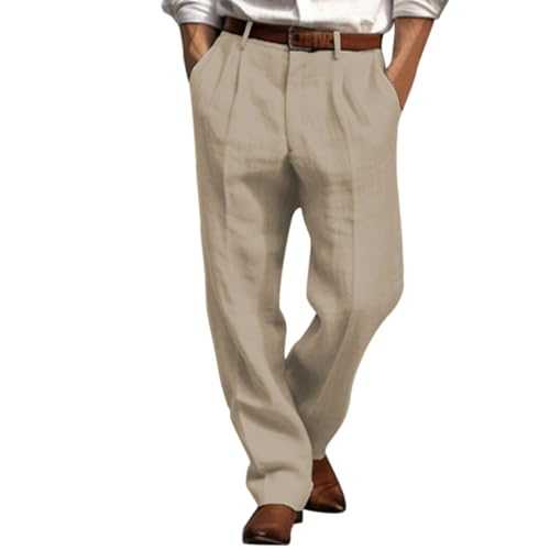 Rrongwn Chino Trousers Men's Straight Leg Suit Trousers Business Office Chino Trousers Vintage Work Trousers Breathable Cargo Trousers Loose Pleated Long Trousers with Pocket