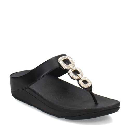 Women's Fino Crystal-Chain Leather Toe-Post Sandals