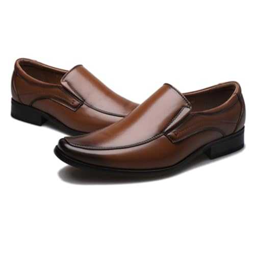 LMUIPMAA Men's Slip On PU Leather Social Shoes Formal Dress Shoes Square Toe Modern Business Oxford Shoes for Casual Weekend Formal Work