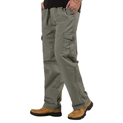 Cargo Trousers for Men UK Loose Fit - Stretch Work Trousers Cargo Combat Trousers Joggers Sweatpants Tracksuit Bottoms Straight-Fit Track Pants Lightweight Elasticated Waist Workwear Bottoms
