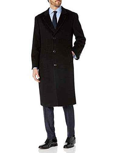 HART SCHAFFNER MARX Men's Single Breasted Overcoat Luxury Wool Full Length Insulated Topcoat
