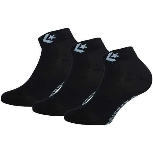 3 Pairs Quarter Socks – Arch Support – Polyester – Unisex (Black, 2-5), Black, 35-38