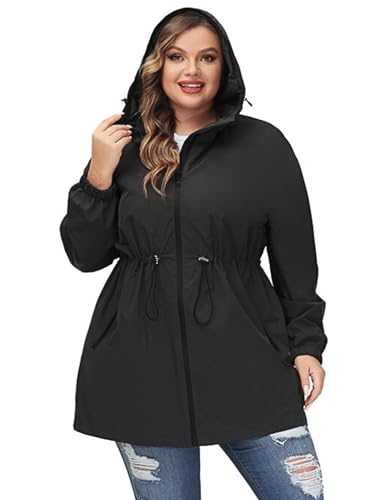 Hanna Nikole Women's Plus Size Hooded Raincoat Outdoor Jacket Waterproof Windbreaker