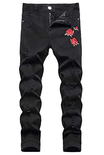 Baylvn Men's Ripped Distressed Destroyed Straight Slim Fit Jeans Skinny Casual Fashion Denim Pants