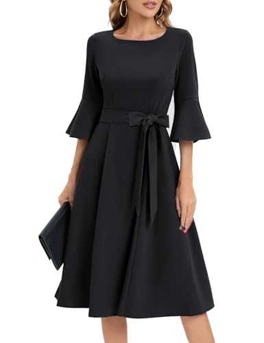 HomRain Women 3/4 Sleeve Elegant Formal Dress for Cocktail Classy Fall/Winter Christmas Dress Church Work Dress