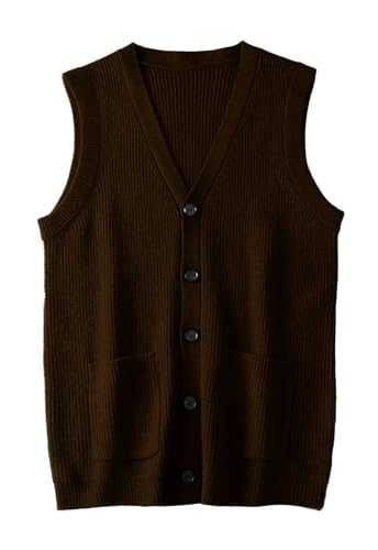 Men's Sweater Vest V-Neck Sleeveless Knitted Cardigan Mens Clothing