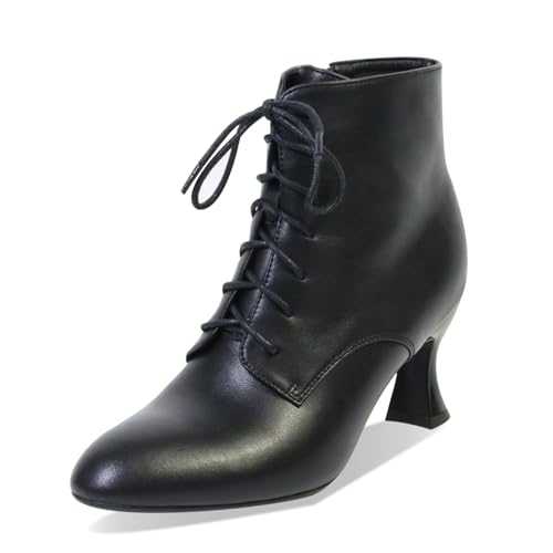 VBDB Ankle Boots for Women High Heel Pointed Toe Ankle Boots Lace up Side Zipper Kitten Heels