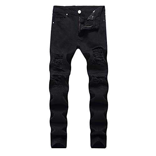 LONGBIDA Mens Skinny Holes Ripped Straight Hip Hop Biker Stretchy Jeans