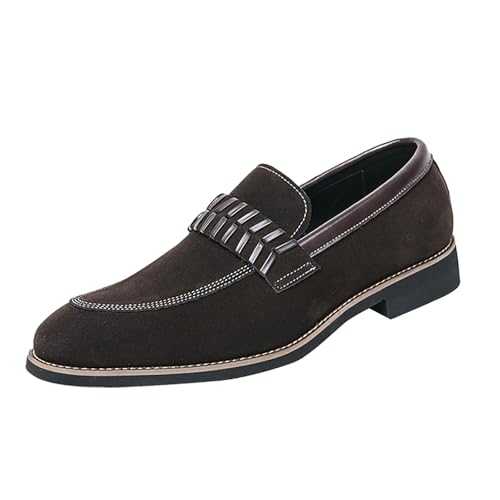 Retro Suede Pointed Toe Leather Shoes Men British Style Oxford Shoes Fashion Slip On Loafer Footwear Driving Shoe Wide Fit Business Leisure Weddings Footwear Stitching Details Smart Brogues