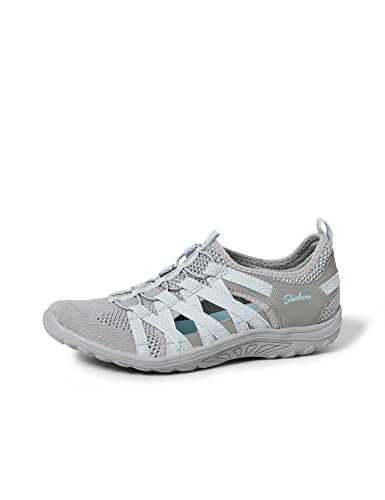 Skechers Women's Reggae Fest Closed Toe Sandals, Grey Grey Knit Aqua Trim Gyaq, 7 UK