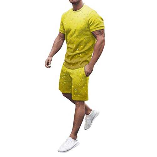 Oktoberfest Men's Outfit, 2-Piece Short Sleeve T-Shirt + Shorts Sets, Men's Tops and Shorts Set, Men's Summer Outfit, Beach, Short Sleeve Printed Shirt, Short Suit, Shirt, Trousers Suit with