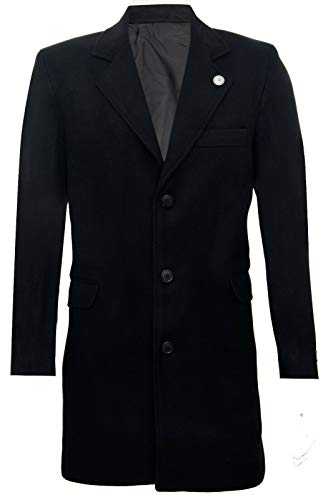 Mens 3/4 Long Wool Crombie Overcoat Jacket Blinders Trench Slim Fit Coat