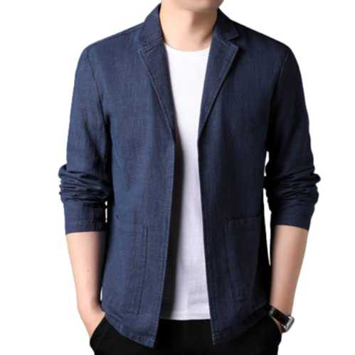 Blazers For Men Uk,Mens Casual Linen Suit No Buttons Jacket Big Pockets Sports Blazer Coat Stylish Navy Blue Regular Fit Blazer Suitable For Party Date Prom Smart Blazer