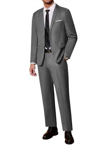 COOFANDY Men's 2 Piece Suits Notch Lapel Dress Suits Slim Fit 2 Button Tuxedo Jacket Blazer Pants for Business Wedding Prom