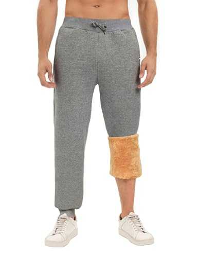 UMIPUBO Mens Jogging Bottoms Fleece Jogger Sweatpants for Men Casual Thermals Tracksuit Bottoms Winter Warm Plush Trousers with Pockets Drawstring Lounge Pants