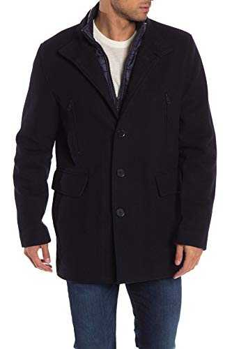 Cole Haan Signature Men's Wool Twill Topper with Set in Bib Coat