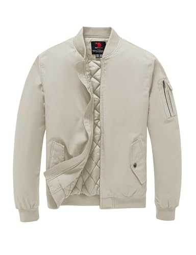 Rdruko Men's Quilted Bomber Jackets Winter Warm Windbreaker Casual Flight Coats