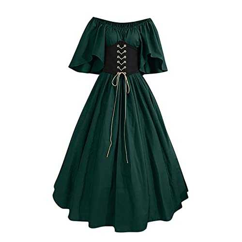 Women Medieval Vintage Dress Victorian Fancy Dress for Women UK Gothic Dress Patchwork Lace Evening Gowns Swing Party Dress Renaissance Costumes