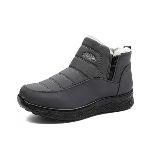 Women's Ankle Boots Sale Fluffy Sonw Boots Print Lace Winter Boots for Ladies Solid Color Wide Calf Booties Fleece Lining Outdoor Walking Hiking Boots for Women Flat Boot Non-Slip Ladies Shoe