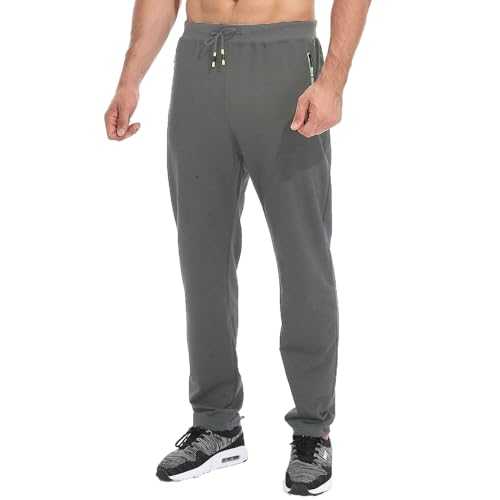 Tansozer Mens Joggers Tracksuit Bottoms Open Hem Cotton Zip Pockets