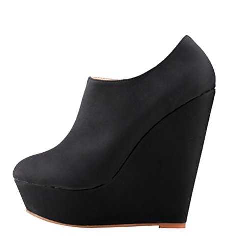 WanYang Women Ladies High Wedge Heel Shoes Winter Autumn Spring Ankle Boots Ladies Short Boots
