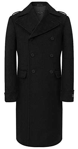 The Platinum Tailor Mens Overcoat Wool & Cashmere Greatcoat Long Double Breasted Heavy Warm Winter Coat