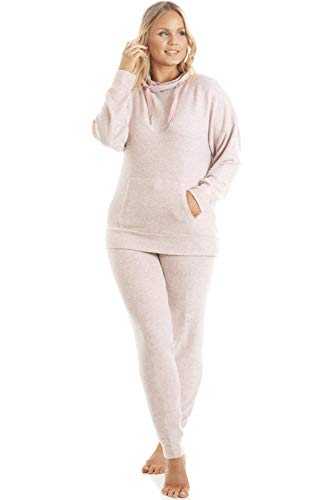 Camille Women's 2 Piece Super Soft Pyjama Set - Marl Hacci Full Length PJ Set - Turtle Neck Long Sleeved Top & Elasticated Waist for Ultimate Comfort and Warmth