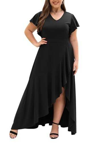 Keluummi Plus Size Wedding Guest Long Dresses for Curvy Women, Formal Evening Maxi Gown