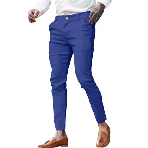 Rrongwn Chino Trousers Men's Stretch Cargo Trousers Casual Plain Casual Trousers Skinny Work Trousers Long Suit Trousers with Pockets Business Trousers Men's Casual Trousers