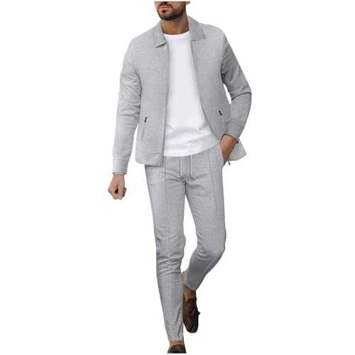 Men's Tracksuits 2 Pieces Waffle Sets Casual Summer Sweatsuit Long Sleeve Lapel Button Dwon Shirts Drawstring Elastic Waist Trousers Straight Leg Pants Jogging Suit Business Office Work Going Out Sale