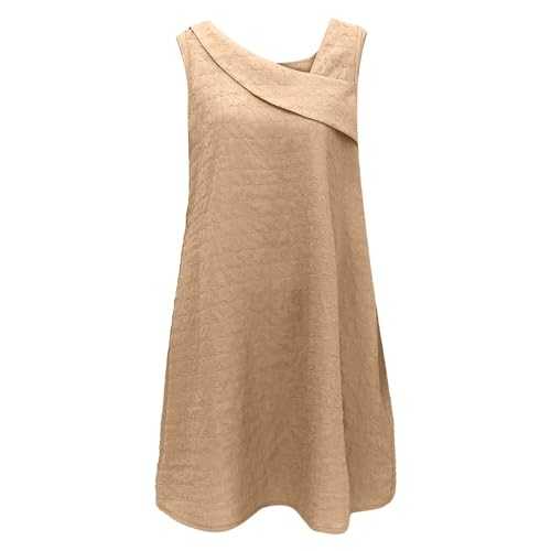 AMDOLE Linen Dresses for Women UK Women's Solid Color Slant Neck Sleeveless Dress Fashion Slim Long Dress Maxi Dresses for Women UK