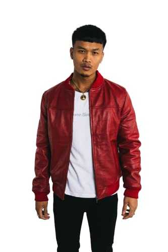 MUSCLE GYM Men's Genuine Leather Bomber Jacket - Slim Fit Sheep Skin Leather Jacket for Men, Stylish Smart Casual Outerwear, Perfect for Motorcycle & Everyday Wear
