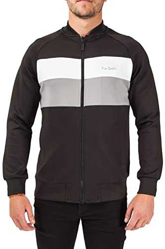 Pierre Cardin Mens Hudson Soft Touch Poly Tri Colour Design Bomber Jacket with Chest Embroidery
