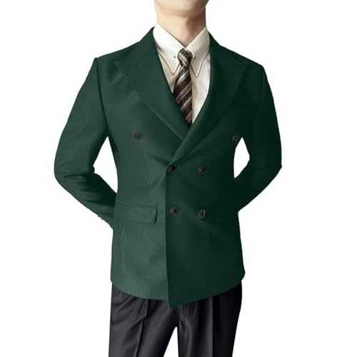 Men's Double Breasted Linen Suit 2 Piece Linen Suits Slim Fit Wedding Beach Casual Suit Space Rain Gear