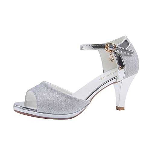 Women's Shoes 43 Trainers Women's Summer Fashion Plain Sequins Fish Mouth Buckle High Heel Sandals Small Shoes Women's Boots